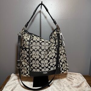 Vintage Y2K Era COACH PARK SIGNATURE Monogram HOBO Shoulder Crossbody Bag, Black